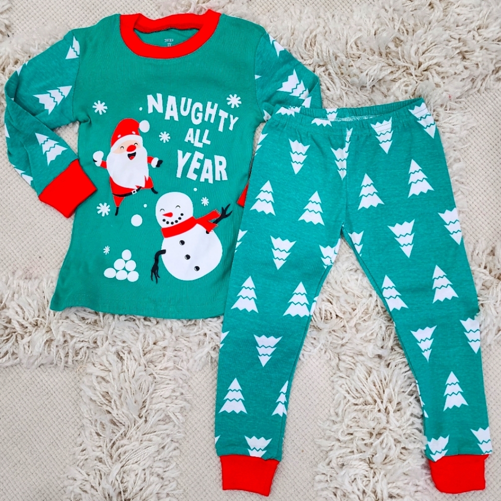 🆕️🎄NWOT Kobero 2pc, 2T "Naughty all Year round"  kids Christmas Pjamas set